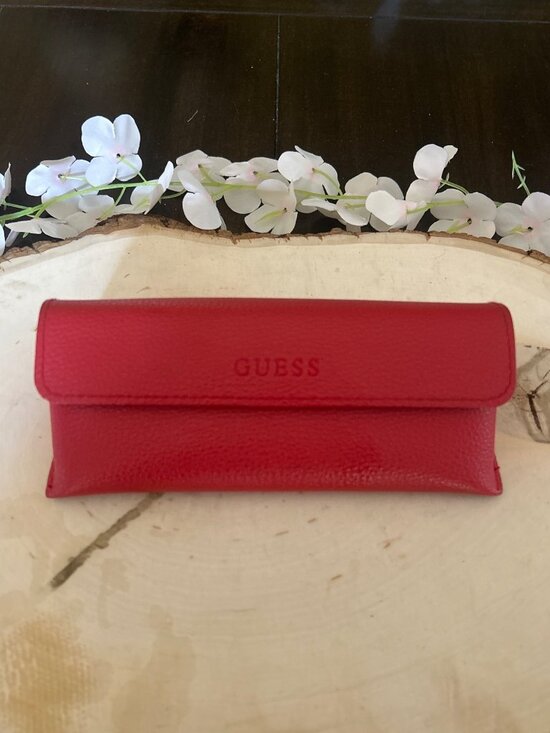 Guess Accessories - Guess Red Faux Leather Eyeglass Case Snap Magnetic Closure Soft Lined